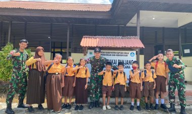 Cerdaskan Anak Perbatasan Satgas Pamtas Yonarmed 10/ Bradjamusti Menjadi Gadik