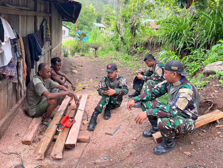 Hadir Ditengah Masyarakat, Pos Manusasi Satgas Yonkav 6/Naga Karimata Dekatkan Diri Dengan Masyarakat