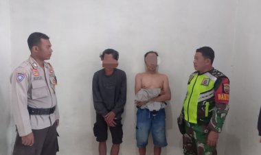 Babinsa dan Bhabinkamtibmas Amankan Bandar Sabu Saat Patroli Karhutla di Pelalawan