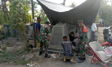 Pembangunan Tugu Prasasti TMMD Ke-121 Kodim 1615/Lombok Timur di Desa Loyok, Simbol Kemajuan Infrastruktur Desa