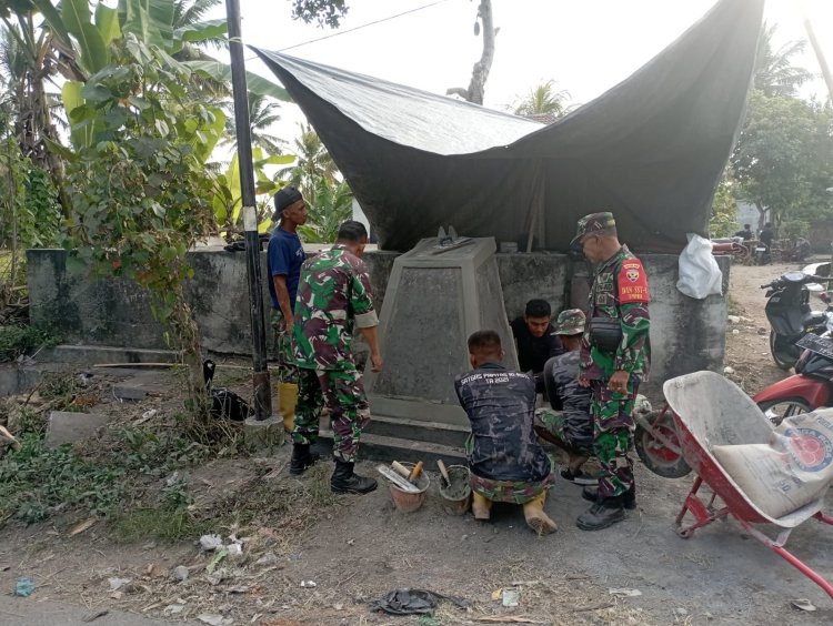 Pembangunan Tugu Prasasti TMMD Ke-121 Kodim 1615/Lombok Timur di Desa Loyok, Simbol Kemajuan Infrastruktur Desa