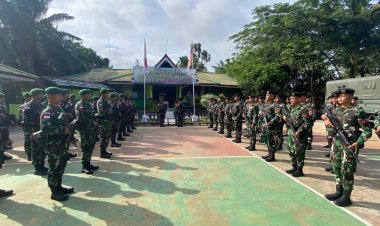 Yonkav 12/BC Serahkan Kodal Satgas Pamtas ke Yonarhanud 1