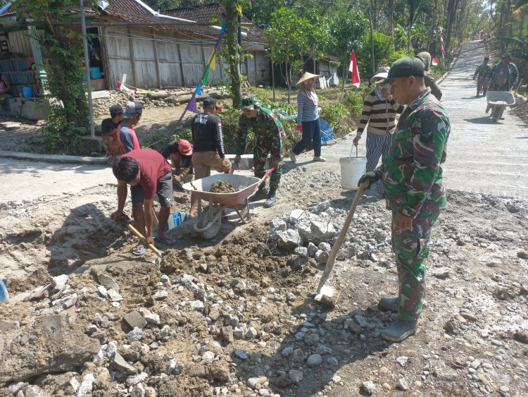 TMMD Boyolali Perbaiki Gorong-Gorong, Cegah Jalan Amblas