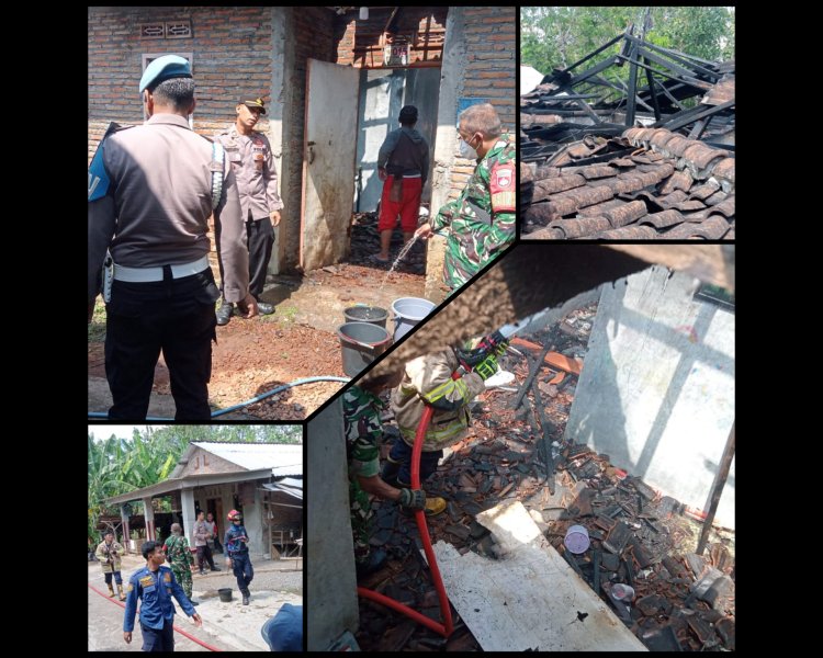 Babinsa dan Damkar Sigap Padamkan Kebakaran di Sambi Boyolali