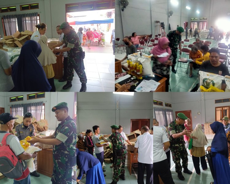 Babinsa Tipes Dampingi Penyaluran Beras Bulog