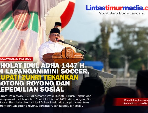 Sholat Idul Adha Pelalawan, Bupati Zukri Tekankan Gotong Royong dan Kepedulian Sosial
