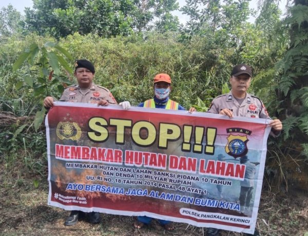 Sosialisasi Maklumat Kapolda Riau, Polsek Pangkalan Kerinci Patroli Daerah Rawan Karhutla