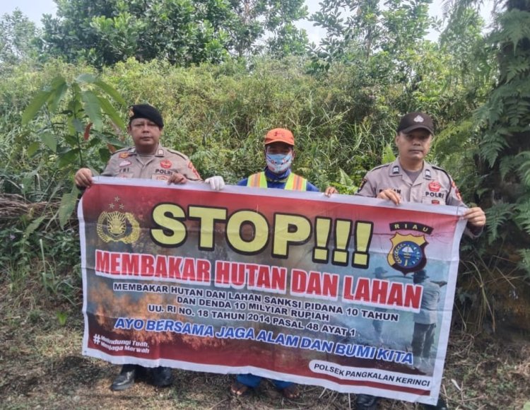 Sosialisasi Maklumat Kapolda Riau, Polsek Pangkalan Kerinci Patroli Daerah Rawan Karhutla