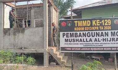Berkat Gotong Royong, Pembangunan Fasilitas Sanitasi Mushala Al-Hijrah Pangkalan Terap Dekati Tahap Akhir   