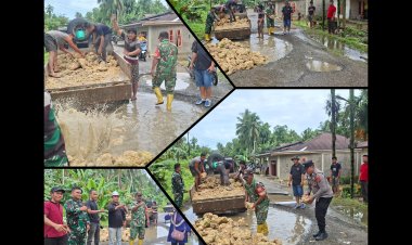 Warga Nias Utara Gotong Royong Perbaiki Jalan Provinsi, Desak Bobby Nasution Segera Bertindak