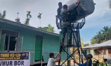 Siap Manfaatkan Air Bersih, Pembangunan Sumur Bor TMMD ke-129 Kodim 0313/KPR di Musholla Alfaizin Rampung 100 Persen