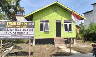 Memasuki H-6 TMMD ke-129 Kodim 0313/KPR, Pembangunan RTLH Ibu Asmawati Masuki Tahap Finishing dan Pengecatan   