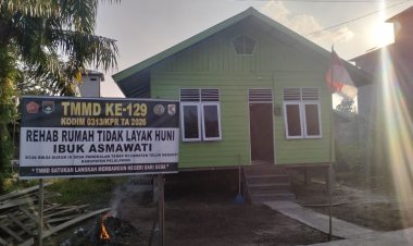 Rampung 100 Persen, Rumah Baru Ibu Asmawati Hasil Karya Satgas TMMD ke-129 Kodim 0313/KPR Siap Dihuni   