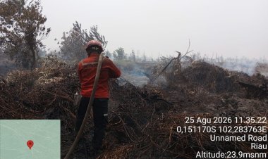 Berkomitmen RPK PT Arara Abadi  Berkolaborasi Ikut Berjibaku Padamkan Api di Kecamatan Kerumutan   