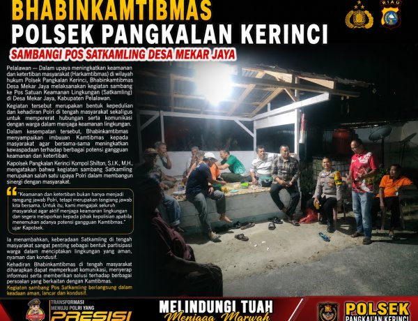 Bhabinkamtibmas Polsek Pangkalan Kerinci Sambangi Pos Satkamling Desa Mekar Jaya