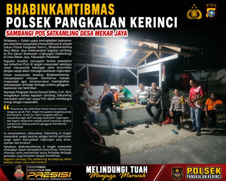 Bhabinkamtibmas Polsek Pangkalan Kerinci Sambangi Pos Satkamling Desa Mekar Jaya