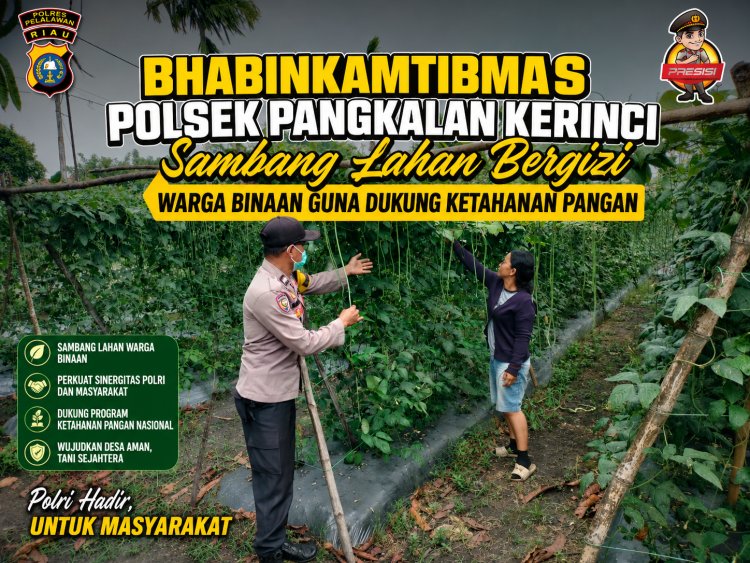 Bhabinkamtibmas Polsek Pangkalan Kerinci Sambangi Lahan Bergizi Warga Binaan, Dukung Ketahanan Pangan